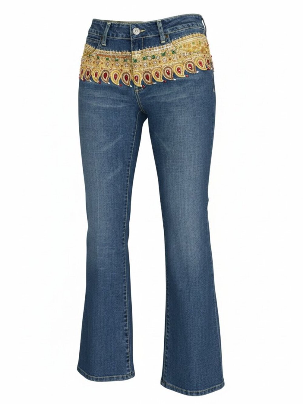 An for Me Jeans - Embellished Paisley Crystal Low Rise Bootcut Size 27